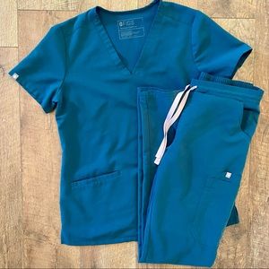 Figs Scrub Set-Caribbean Blue XS Tall